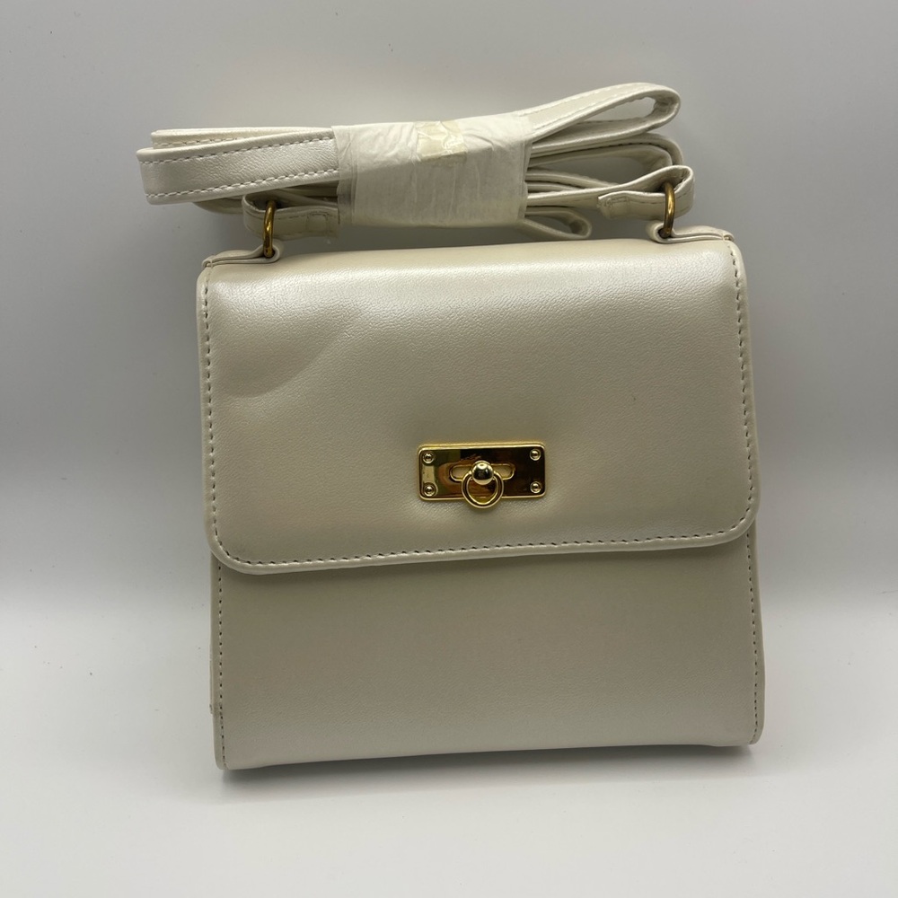 Vintage Avon Cream Crossbody Bag with Goldtone Accent